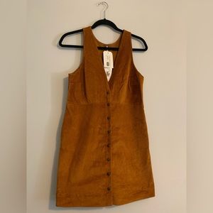 Free People Cinnamon V-Neck Cord Mini Dress (size: small)